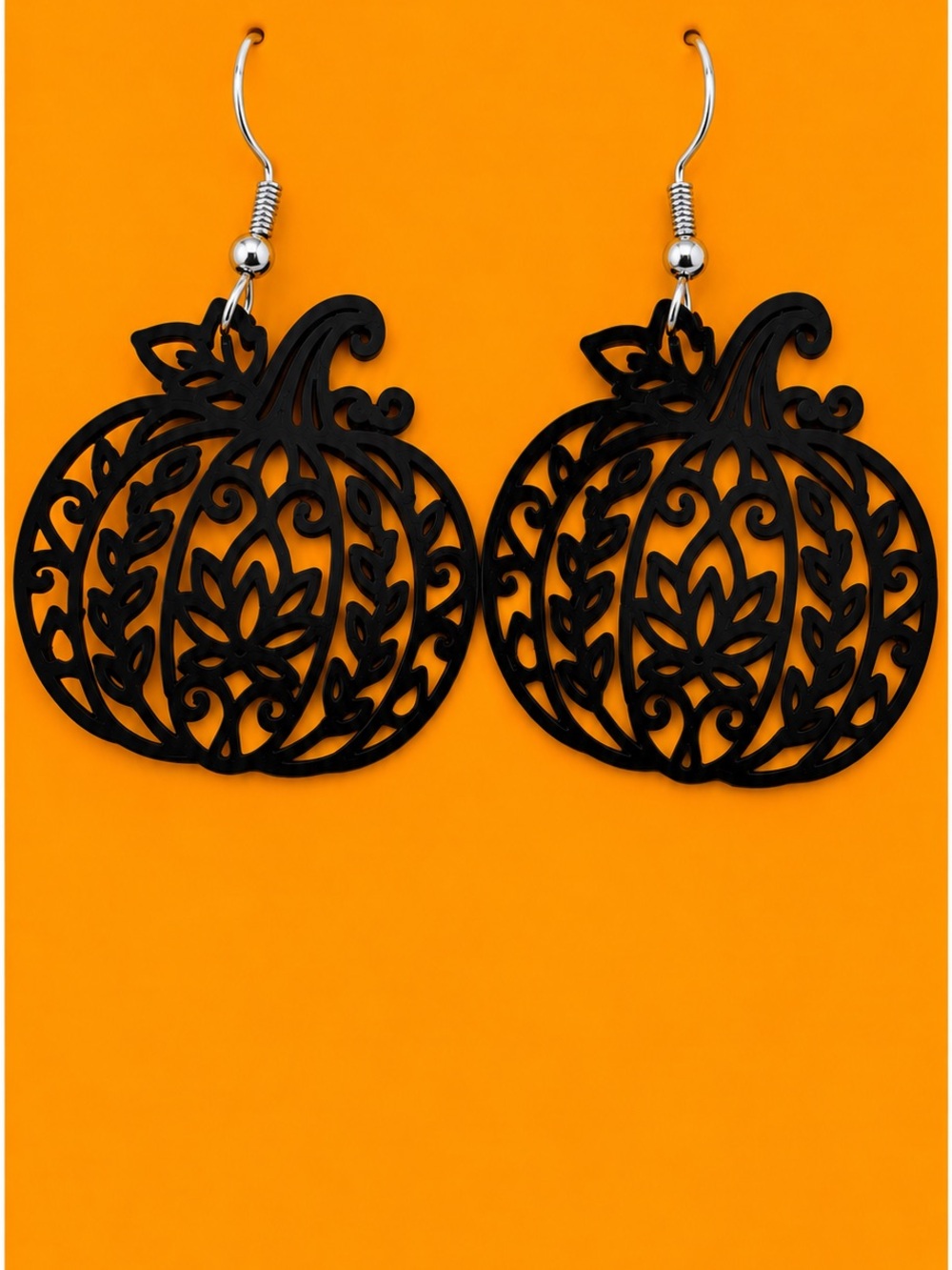 Black Pumpkin Cutout Dangle Earrings - Women Jewelry
